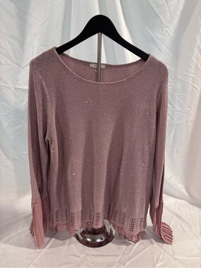 SIONI | Rose Gold Knit Blouse with Pleated Cuff Detail